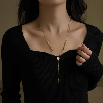 3mm Hạt Christian Công Giáo Mân Côi Vòng Cổ Thép Không Gỉ Thánh Biển Đức Mặt Dây Chuyền Nam Nữ Tôn Giáo Trang Sức