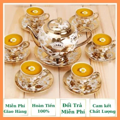 Bộ Ấm Trà Hoàng Gia (1 Bình , 6 Ly, Kèm Đế Lót Ly) - đồ dùng uống trà - đồ dùng bàn ăn