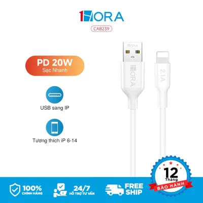 Dây sạc nhanh chính hãng 1HORA hỗ trợ sạc 2.1A dành cho iP 6 đến 14 pro max trở xuống Phúc Phụ Kiện