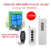 Bộ công tắc điều khiển từ xa 12V 24V DC 4 cổng (4 kênh) điều khiển 4 thiết bị điện 1 chiều độc lập