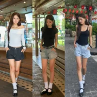 THE QUẠO - Quần Short ngắn nữ chất liệu Jean mềm dáng ngắn trên gối phong cách S2208_705