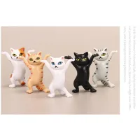 Bộ Mô Hình 5 Mèo Giơ Tay. Mô Hình Mèo Để Bàn, Decor Trang Trí Bánh Kem, Bộ Sưu Tập Mèo