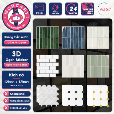 MORCART Nhãn dán tường chống văng nhà bếp, Nhãn dán trang trí tự dính 3D, chống thấm nước và chống dầu, Thích hợp cho nhà bếp, phòng tắm và tường, 25x25cm/30x30cm 1 tấm