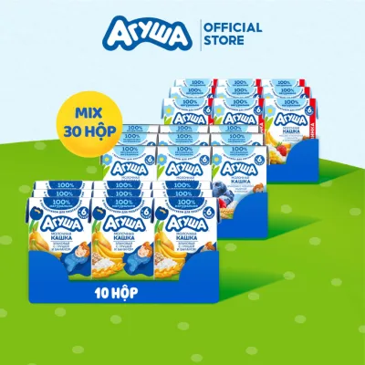 Combo mix vị 30 hộp Sữa ăn dặm tăng cân Agusha cho bé 200ml/hộp