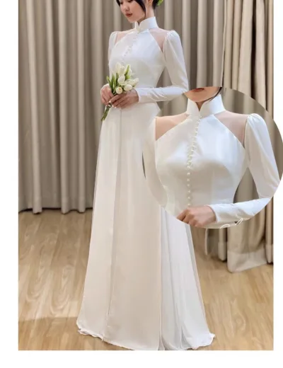 Áo dài hỏi cưới vải lưới siêu xinh
