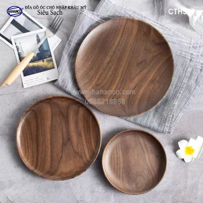 Đĩa gỗ Óc Chó nhập khẩu Mỹ nguyên khối (đủ Size) Đĩa siêu sạch - CTH540 (Walnut) hàng Xuất Khẩu Châu Âu - decor món ăn trong nhà hàng - khay bánh mì/trái cây/ bít tết/ pizza/ phụ kiện chụp ảnh - HAHANCO
