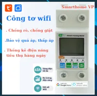 Công tơ tổng 63A wifi tuya thông minh, đo điện năng tiêu thụ, chống rò, chống giật bật tắt từ xa qua điện thoại