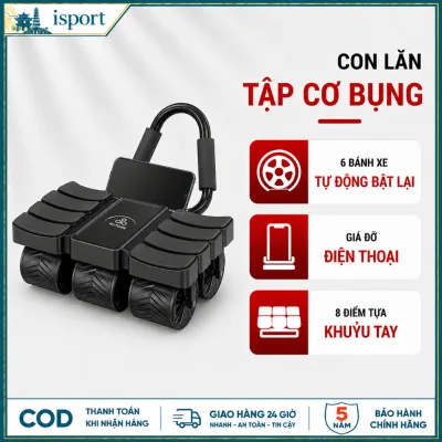 Con lăn 4 bánh tập bụng, Có trợ lực, Có đồng hồ, Tặng kèm thảm gối, tập cơ bụng, tạ tập gym tại nhà