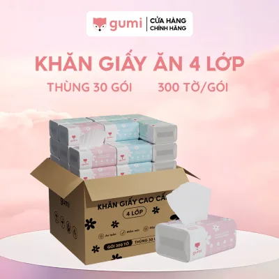 Thùng 30 gói giấy ăn cao cấp Gumi 3 lớp / 4 lớp mềm mịn, tiện lợi Khăn Giấy để Phòng Khách