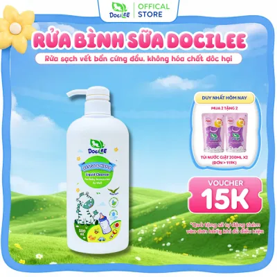 Nước Rửa Bình Sữa, Dụng Cụ, Đồ Chơi Cho Bé DOCILEE Làm Sạch Hiệu Quả, Không Paraben, An Toàn Cho Bé Yêu