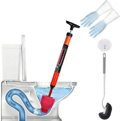 Pít tông vệ sinh áp suất cao, Bộ bình thoát nước không khí mạnh mẽ cho nhà vệ sinh, Bộ bàn chải vệ sinh và pít tông, Rắn vệ sinh để không tắc nghẽn, Công cụ thu tắc đa năng cho phòng tắm
