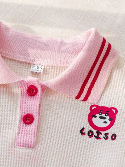 Bộ Quần Áo Thể Thao Bé Gái In Gấu Hồng Lotso Cộc Mùa Hè Ngọt Ngào