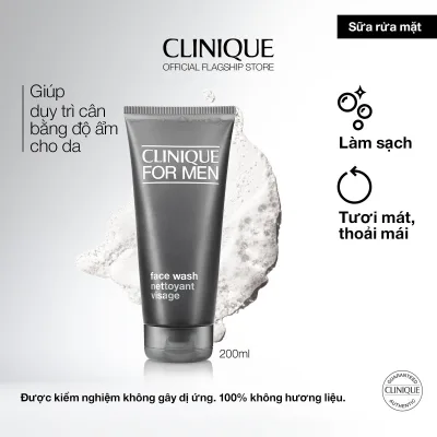 Sữa rửa mặt dưỡng ẩm lán mịn cho nam da thường đến da khô Clinique For Men Face Wash 200ml