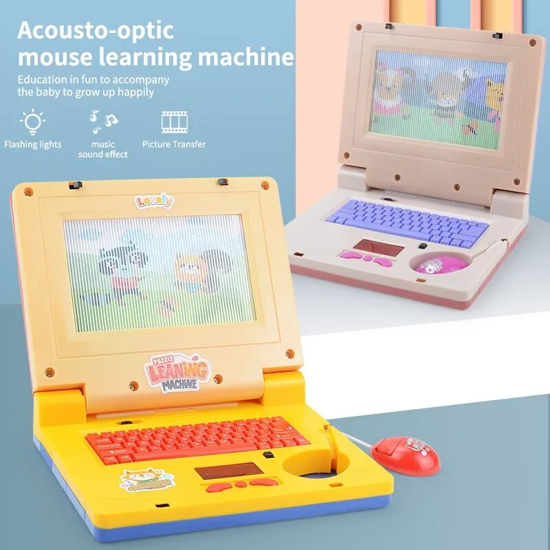 Đồ chơi máy tính laptop mô phỏng cho bé có ánh sáng, âm nhạc, máy tính hoạt hình, đồ chơi giáo dục sớm khai sáng cho trẻ em