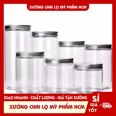 HỦ NHỰA NẮP NHÔM Vàng/ Bạc Có Nắp LÓT - HỦ PET trong suốt 100gr/200gr/250gr/300gr/500g/750g/1kg/50g