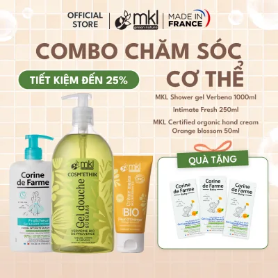 Combo Gel tắm cỏ roi ngựa, dung dịch vệ sinh phụ nữ Intimate Fresh và Kem tay hương cam quýt
