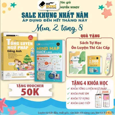 Sách Combo Mindmap Hack 3000 từ vựng Tiếng Anh và Tổng luyện ngữ pháp Tiếng Anh (LẺ/COMBO) TẶNG KHOÁ HỌC HITBOOKS
