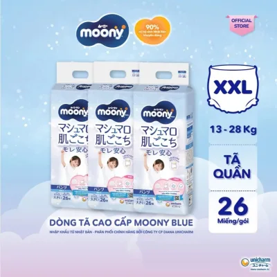Bỉm tã dán/Bỉm tã quần Moony Xanh nhập khẩu siêu Cao cấp cho Bé.
