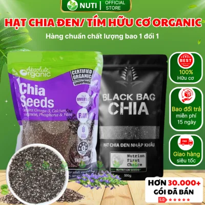 Hạt Chia Tím Absolute Organic, Chia Đen Black Bag Chia Hữu Cơ Hạt Sạch Đều Đẹp Detox