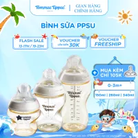 Bình Sữa PPSU Ty Siêu Mềm Tự Nhiên Tommee Tippee 150ml, 260ml, 340ml, Set Đôi,Đủ Size.Được Mua Kèm Thêm 01 Núm Ty Bất Kì