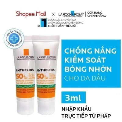 Bộ đôi kem chống nắng kiểm soát bóng nhờn cho da dầu La Roche-Posay Anthelios Dry touch SP50+ 3ml