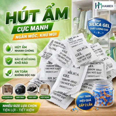 Gói hút ẩm Silicagel 1g-500g. Cực mạnh/ chống ẩm mốc, khử mùi giầy dép, tủ quần áo, máy ảnh. Bảo quản thực phẩm