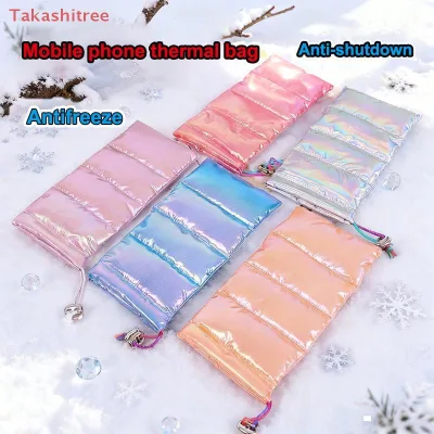 Vỏ điện thoại giữ nhiệt Túi đựng điện thoại di động ấm áp bằng Cotton có dây rút Túi đựng điện thoại ngoài trời Phụ kiện cho quá nóng C
