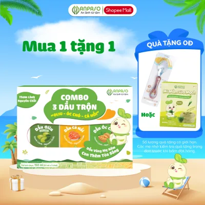 Set 3 Dầu Ăn Dặm Cho Bé Anpaso: Oliu, Óc Chó, Cá Hồi 50ml