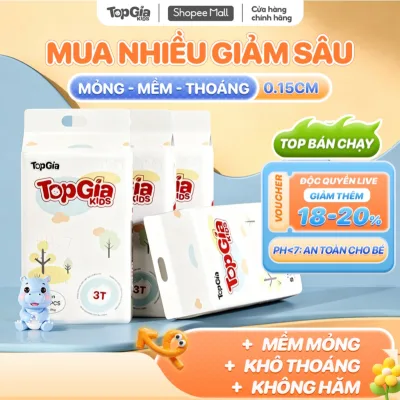 Tã/Bỉm Quần Dán Em Bé TOPGIAKIDS pH<7 Hỗ Trợ Kháng Khuẩn, Mềm Mại, Chống Tràn, Khô Thoáng Cả Ngày S/M/L/XL/XXL/XXXL