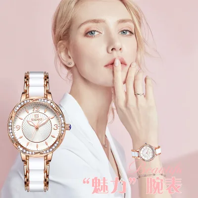 Đồng hồ seno dành cho nữ đồng hồ thời trang dành cho nữ đồng hồ thạch anh 30m đồng hồ chống thấm nước gốm sứ dây đeo mỏng đồng hồ số quay số đồng hồ thiết kế sang trọng đồng hồ đeo tay với đồng hồ lịch cho Với hộp