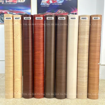 Giấy decal vân gỗ dán tường dán kính, nội thất, bàn tủ, dán cửa chống nước khổ 1.2m sẵn keo đẹp GIAHUY