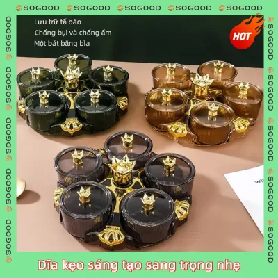 Hộp Bảo Quản Kẹo Trái Cây Ăn Nhẹ Đĩa Ăn Nhẹ Đĩa Trái Cây Khô Khay Bảo Quản Xoay Đĩa Ăn Nhẹ Đồ Chơi Hộp Bảo Quản khay đựng bánh kẹo tết giỏ đựng đồ ăn vặt khay bánh kẹo khay bánh kẹo tết khay bánh kẹo tết cao cấp Hộp đựng kẹo để bàn