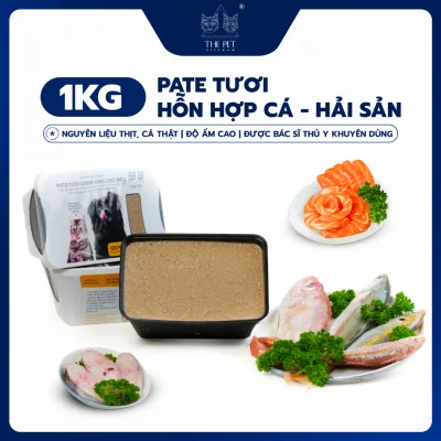 Pate Tươi Hỗn Hợp Cá & Hải Sản Cho Chó Mèo The Pet Viet Nam 1Kg - Giàu Omega 3