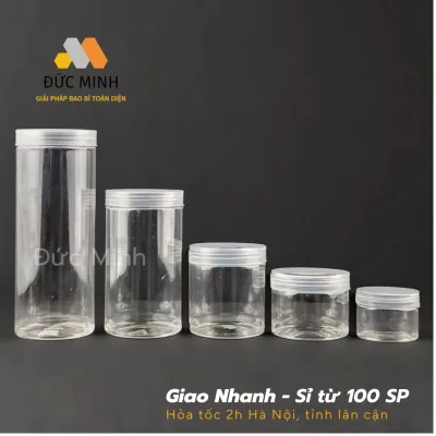 Hũ nhựa/ hộp nhựa đựng thực phẩm, mỹ phẩm nắp nhựa trong tất cả các dung tích 100ml - 1500ml