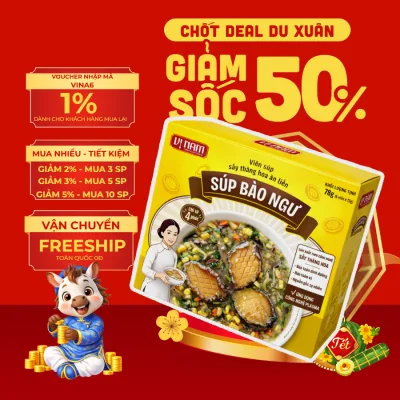 Viên súp sấy thăng hoa ăn liền: Súp bào ngư - Vị Nam Foods - Hộp 6 viên - Canh lười, tiện ích, bổ dưỡng