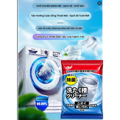 Combo 10 túi bột tẩy lồng máy giặt, vệ sinh máy giặt hiệu quả