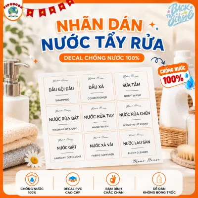 Set 10 Tem Nhãn Dán Bao Bì (Đựng Dầu Gội, Sữa Tắm, Nước Rửa Tay, Nước Rửa Bát, dầu xả,....