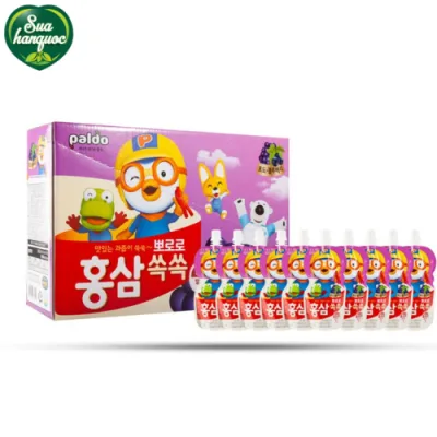 Hộp 10 Túi Nước Hồng Sâm Trẻ Em Pororo Paldo (VỊ VIỆT QUẤT)