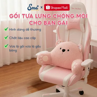 Gối tựa lưng chống mỏi cho bạn gái EMA hình thú dễ thương, êm đẹp phù hợp làm quà tặng, decor...