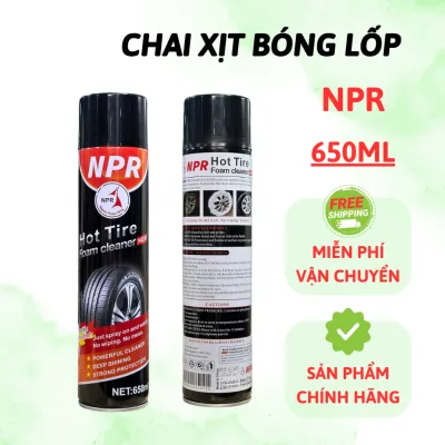 Xịt bóng lốp ô tô dạng bọt, dung dịch bảo dưỡng lốp xe NPR 650ML