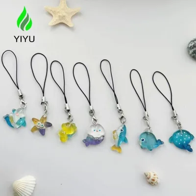 YIYU Dây treo điện thoại YIYU, Móc khóa sao biển Dây điện thoại cá, Dây điện thoại di động Kawaii Blue Shark Sea Creature Dây điện thoại di động Quyến rũ điện thoại