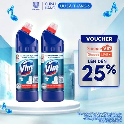 Combo 2 Nước Tẩy Bồn Cầu và Nhà Vệ Sinh Vim Diệt Khuẩn| Diệt 99,9% Vi Khuẩn (880ml)