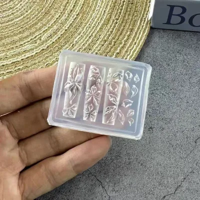 Bướm Nơ Silicon Móng Tay Nghệ Thuật Khuôn 3D Dây Xích Ren Dập Nổi Họa Tiết Đeo Móng Tay Dụng Cụ Trang Trí