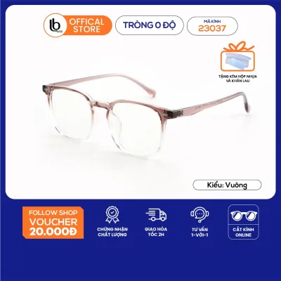 Kính vuông LB Eyewaer 23037 gọng kính nhựa chống tia UV thời trang nam nữ phù hợp khuôn mặt tròn, oval