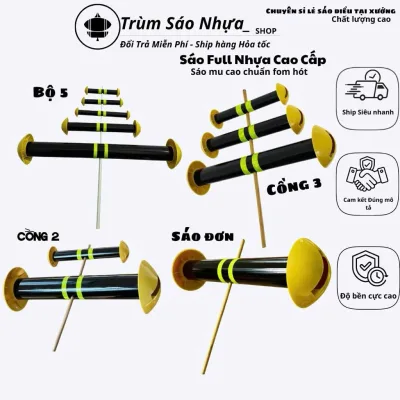 Sáo full nhựa siêu bền phiên bản mới cải tiến độ vang ống dài