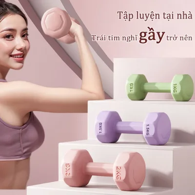 Dumbbells - Tạ Tay Nữ Loại 1-2-3Kg Gang Bọc Cao Su Dụng Cụ Tập Gym Yoga Pilates Thể Dục Tại Nhà