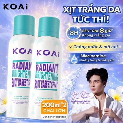 Xịt Body Nâng Tone Koai 200ml x2 – Da Sáng Mịn, Dưỡng Ẩm, Chống Nước Mồ Hôi, Không Bết Rít