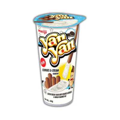 Bánh Que Yan Yan Meiji Chấm Kem Cookies & Cream (Ly 44g)