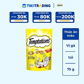 Bánh Thưởng Cho Mèo Temptations Vị Gà 75g/túi