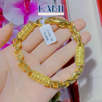 Lắc tay nam ống hoạ tiết kim tiền mạ vàng Kami trang sức sỉ